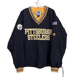 Pittsburgh Steelers jacket Pullover Champion NFL Pro Line Black size L Vtg 90s